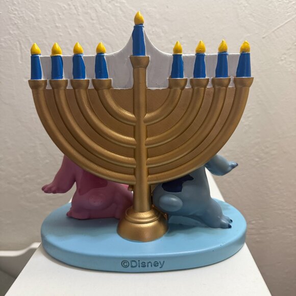 DISNEY Stitch Angel Lilo Figurine Hanukkah Menorah Dreidel Statue Holiday - Picture 4 of 4